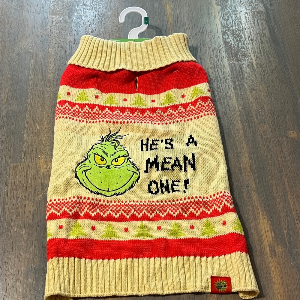 Grinch Dog Sweater large dog sweater coat nwt